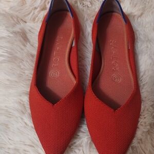 Rothy's Red Flats with Blue Trim